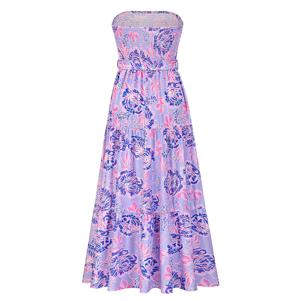 Sexy Summer Strapless Lace Up Long Maxi Dresses