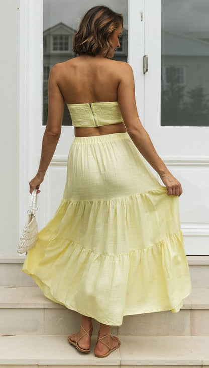 Sexy Women Strapless Tops and Skirts Suits