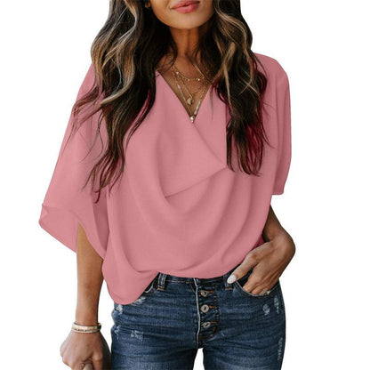 Summer Women Chiffon Leisure Blouses Shirts