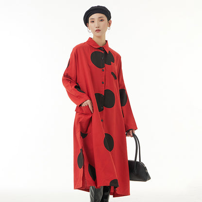 Designed Dot Print Plus Sizes Shirts Cotas for Women