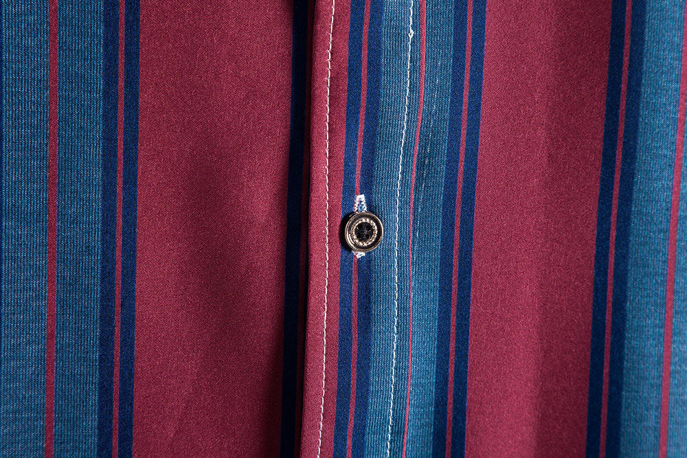 Red and Blue Striped Summer Short Sleeves Shirts for Men