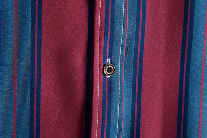Red and Blue Striped Summer Short Sleeves Shirts for Men
