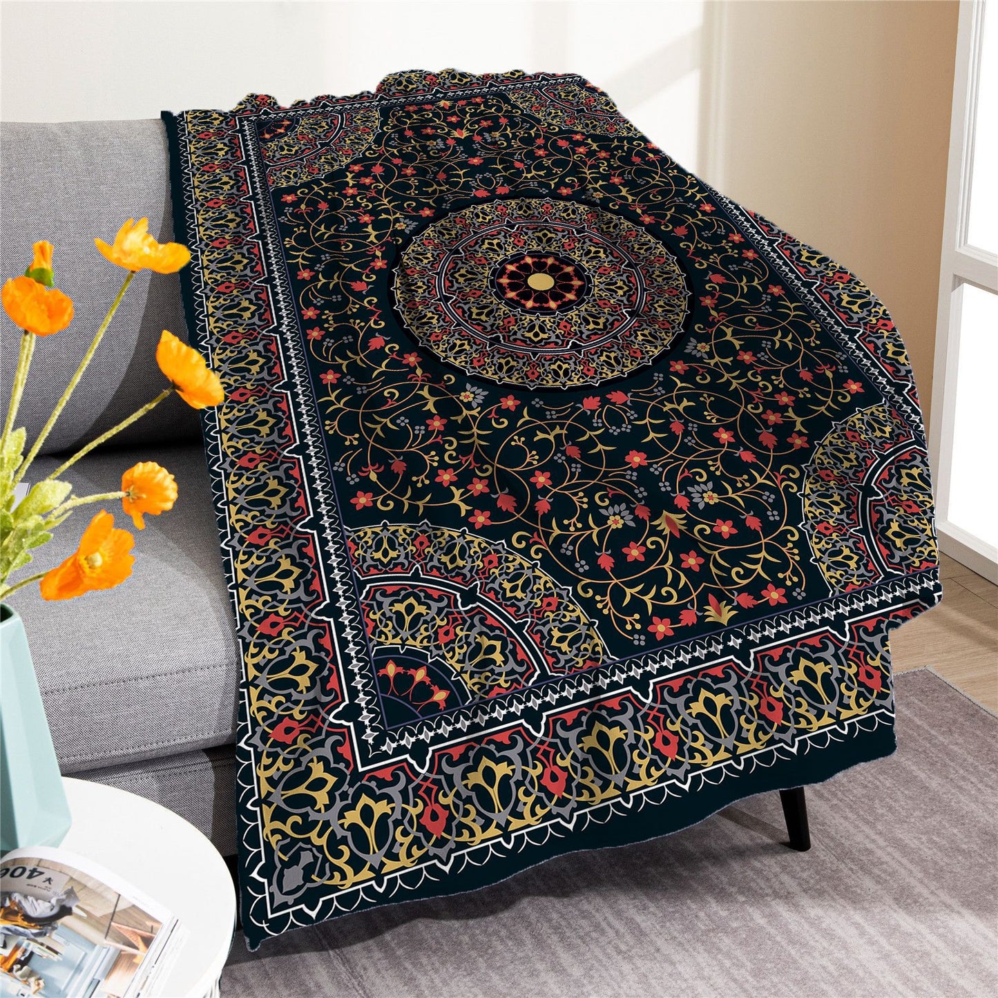 Vintage Boho Fleece Throw Blankets