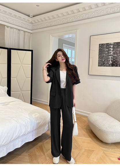 Casual Summer Designed Sets Short Sleeves Blazers and Pants