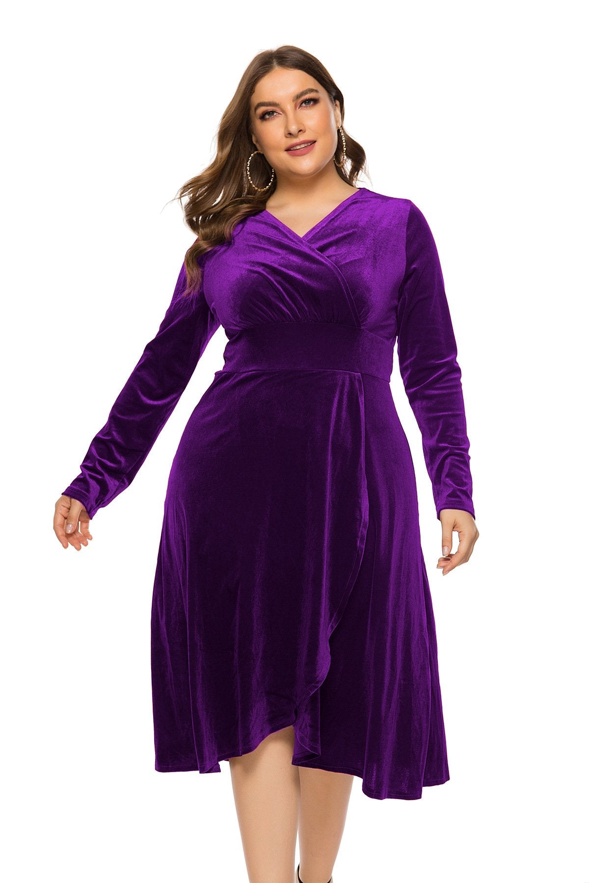 Long Sleeves Women Plus Sizes Fall Dresses-STYLEGOING