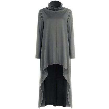 Women Irregular High Neck Sporting Long Hoodies-STYLEGOING