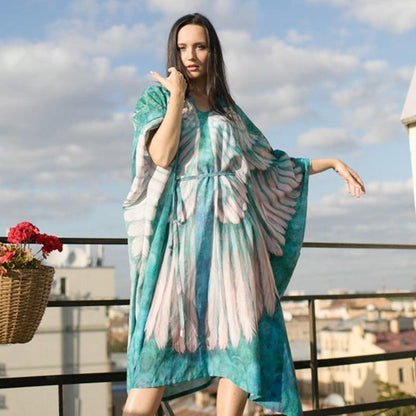 Chiffon Wings Design Pullover Cover Ups Dresses