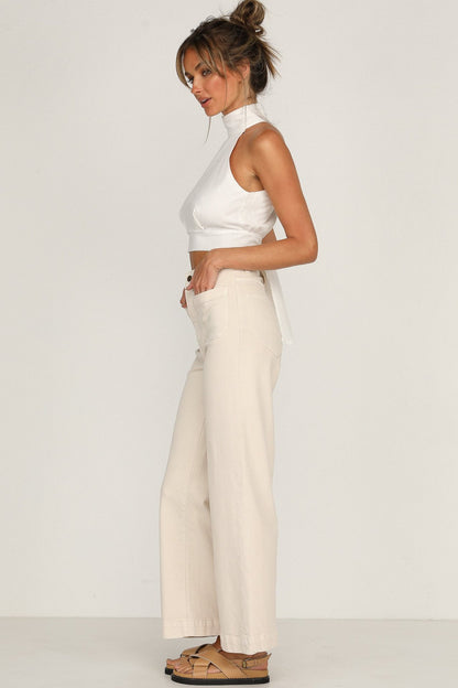 Sexy Summer High Neck Backless Lace Up Crop Top