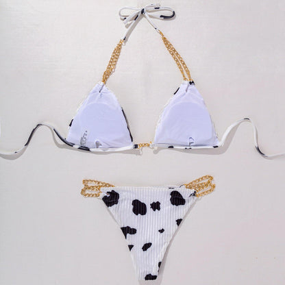 Women Sexy Backless Cow Print Swimwear-STYLEGOING