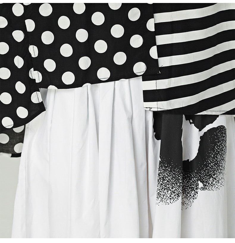 Summer Dot Print Irregular Top Blouses for Women