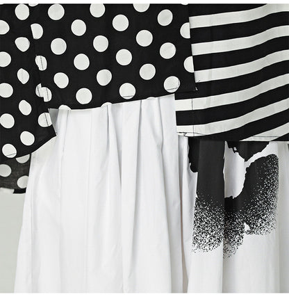 Summer Dot Print Irregular Top Blouses for Women