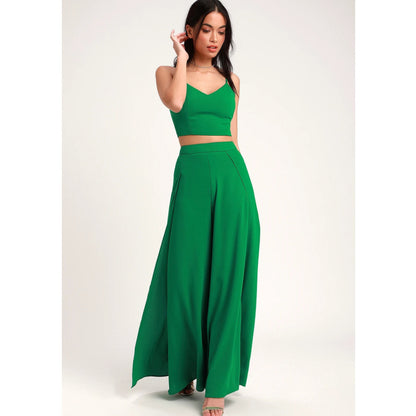 Sexy Women Summer High Waist Tops and Wide Leg Pants