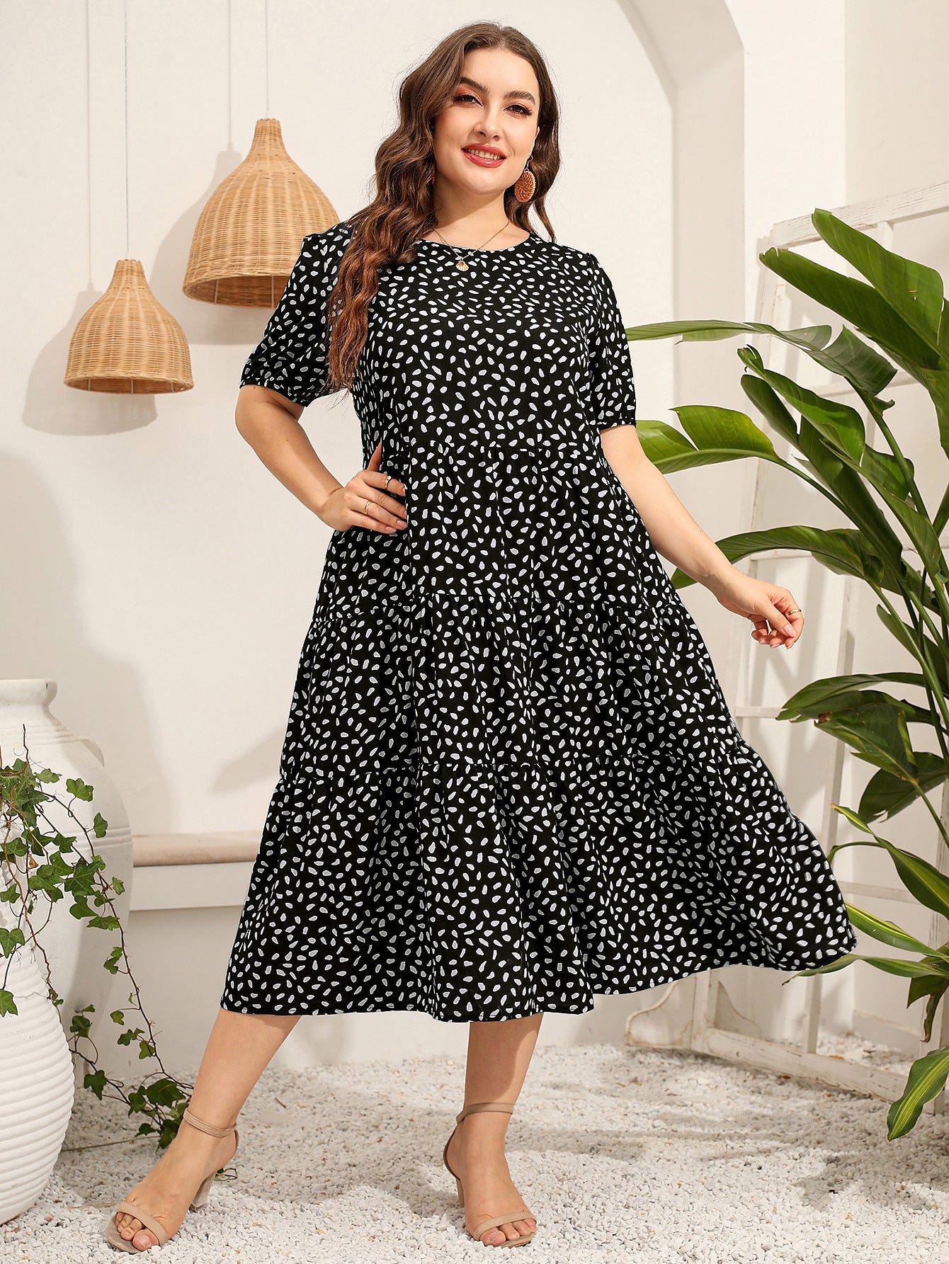 Women Short Sleeves Plus Sizes Dresses