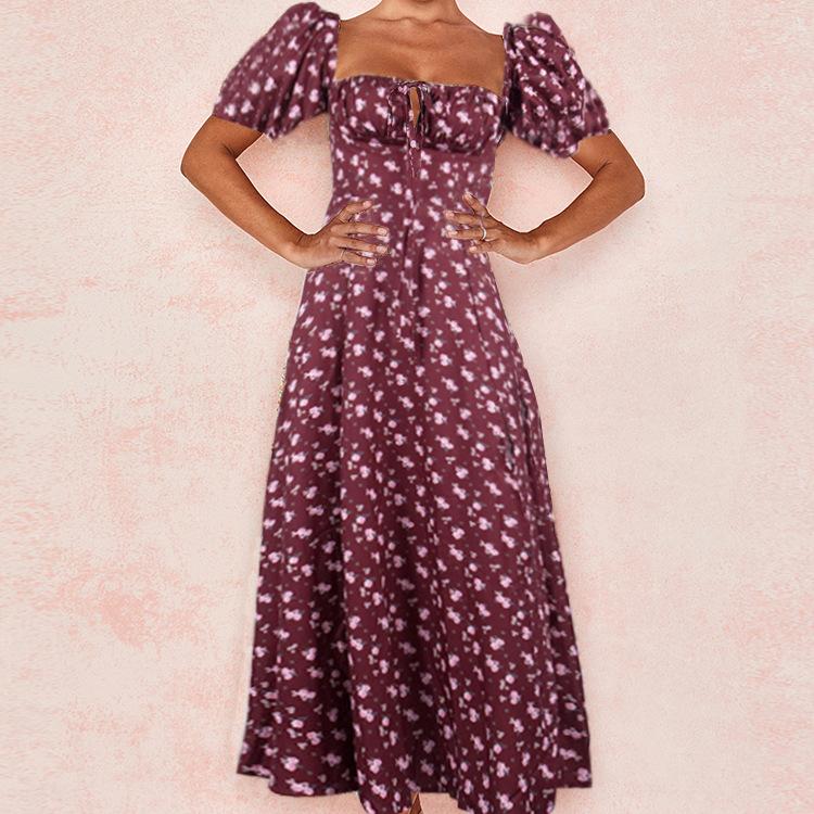 Summer Short Sleeves Floral Dresses-STYLEGOING