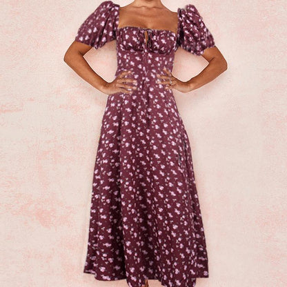 Summer Short Sleeves Floral Dresses-STYLEGOING