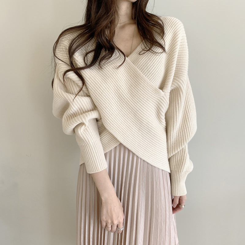 Designed Knitting Crossed Women Knitted Sweaters