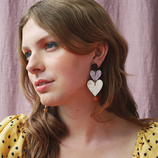 Vintage Acrylic Sweetheart Design Earrings for Women