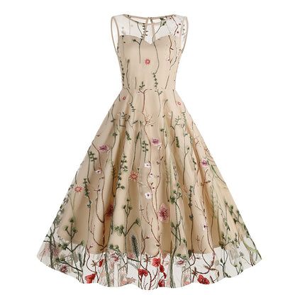 Vintage Sleeveless Embroidery Dresses