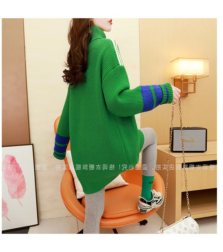 Merry Christmas Turtleneck Tree Design Women Knitting Sweaters