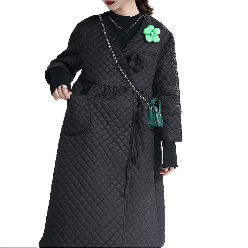 Black Cotton Winter Women Overcoats