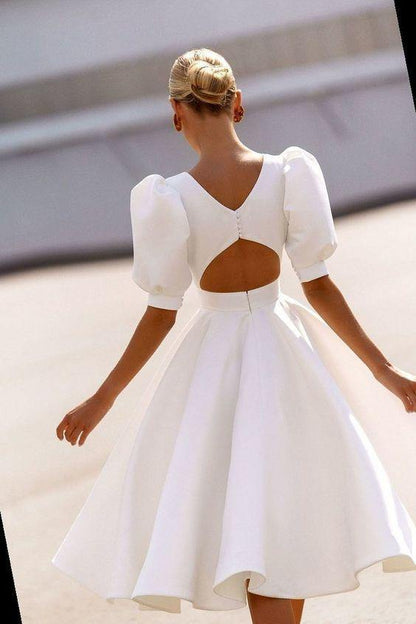 Half Sleeves Sexy Midi Length Dresses-STYLEGOING