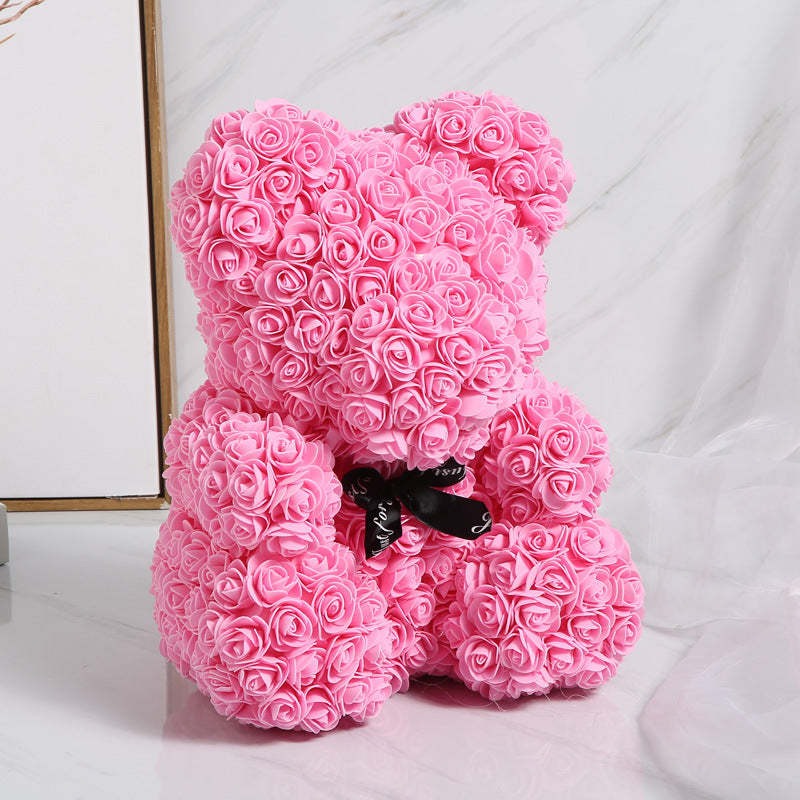 Valentine's Gift Preserved Flowers Rose Bear 25cm