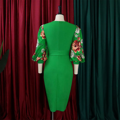 Classy Floral Print Plus Sizes Dresses for Women