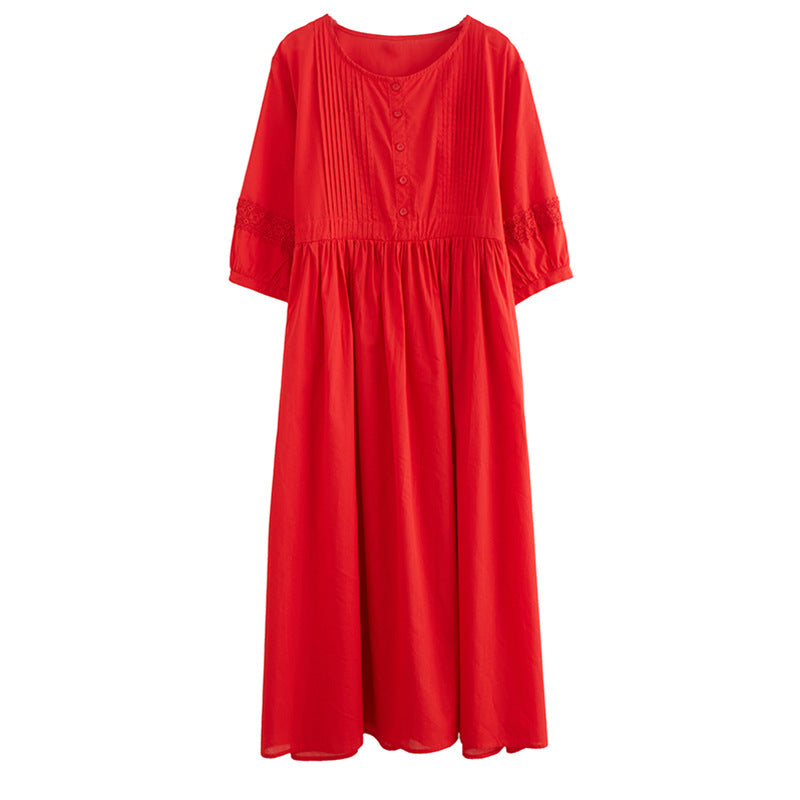 Vintage Embroidery Cotton Women Plus Sizes Dresses