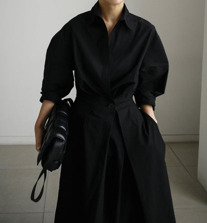 Casual Loose Fashion Long Maxi Shirts Dresses-STYLEGOING
