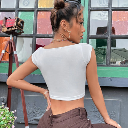 Sexy Square Neckline Short Mini Summer T Shirts