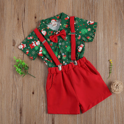Foraml Merry Christmas Bowknot Boys Shirts and Pants
