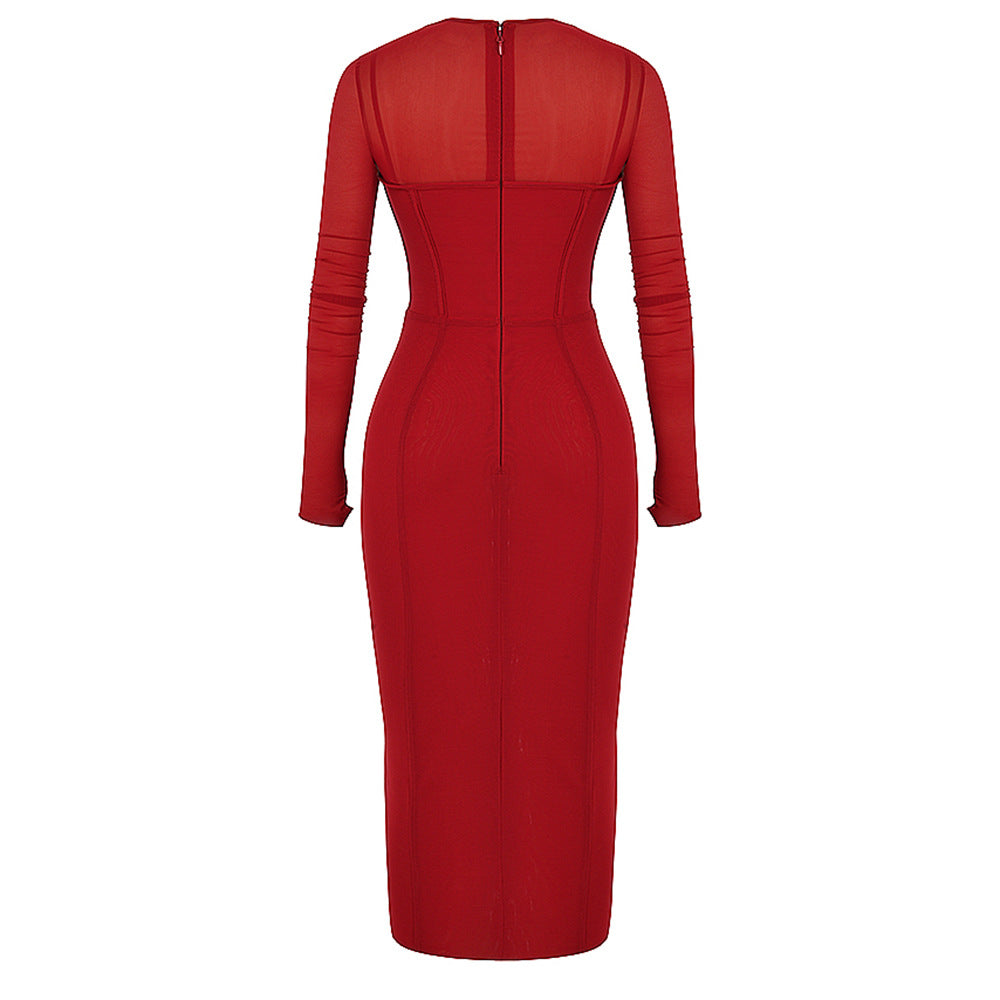 Sexy Designed High Waist Tight Red Party Dresses