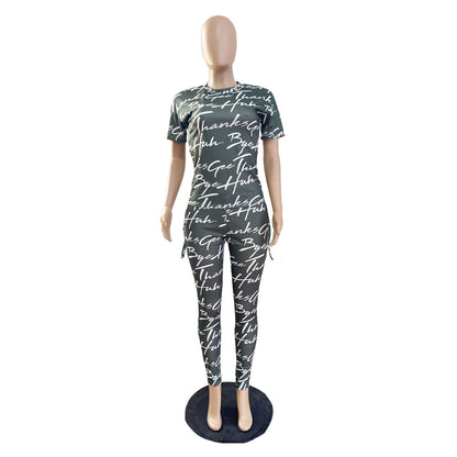 Sexy Summer Short Sleeves Two Pieces Suits