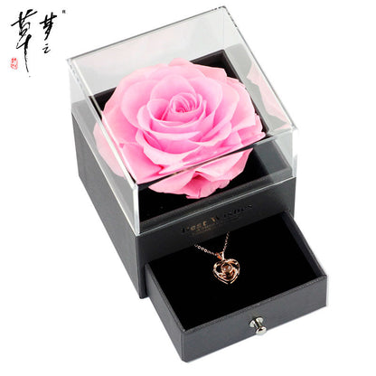Valentine's Day Gifts Preserved Forever Flowers and Necklace Sets