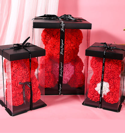 Valentine's Gift Preserved Flowers Rose Bear 25cm