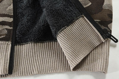 Fashion Camouflage Knitting Cardigan Overcoats for Men
