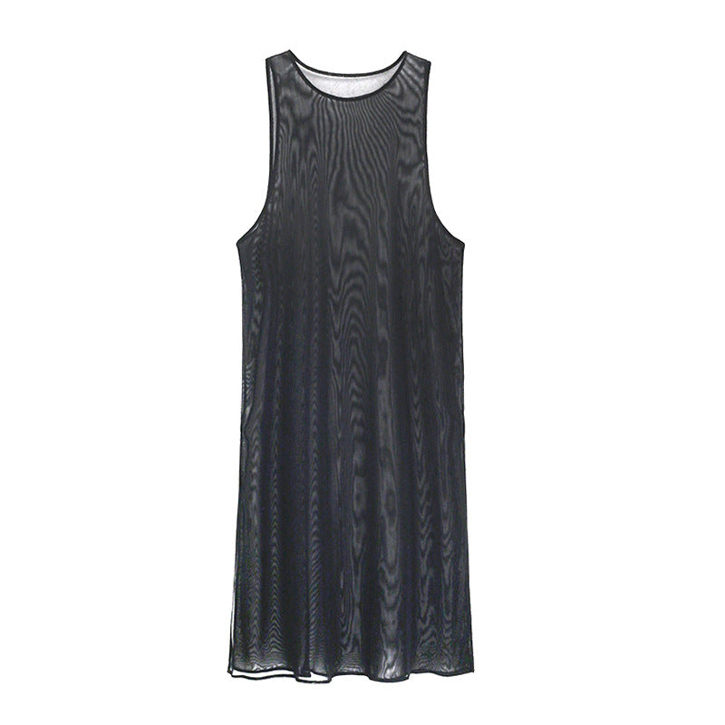 Black See Through Summer Sleeveless Vest Dresses