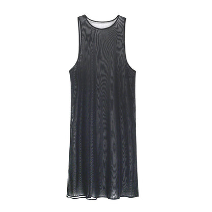 Black See Through Summer Sleeveless Vest Dresses