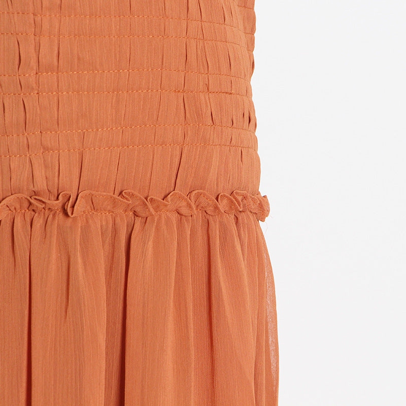 Chiffon High Neck Sleeveless Long Dresses