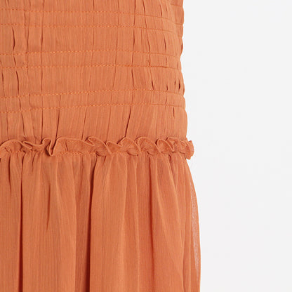 Chiffon High Neck Sleeveless Long Dresses