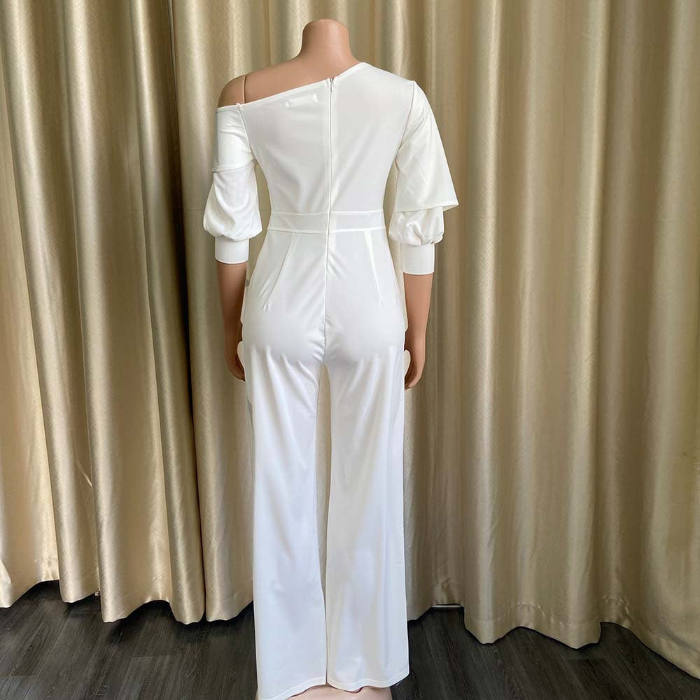 Sexy One Shoulder Long Sleeves Plus Sizes Jumpsuits