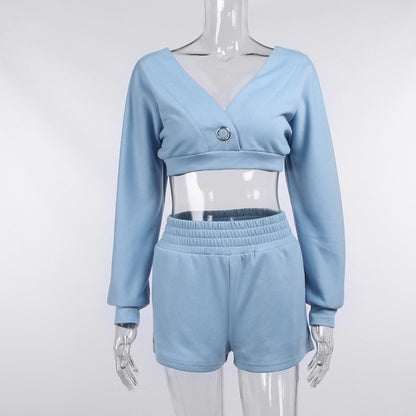 Sexy Fall Long Sleeves Sports Tops and Shorts