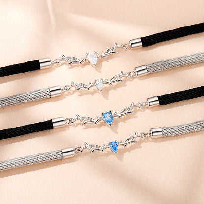 You Always Here Designed His and Hers Couple Silver Bracelets