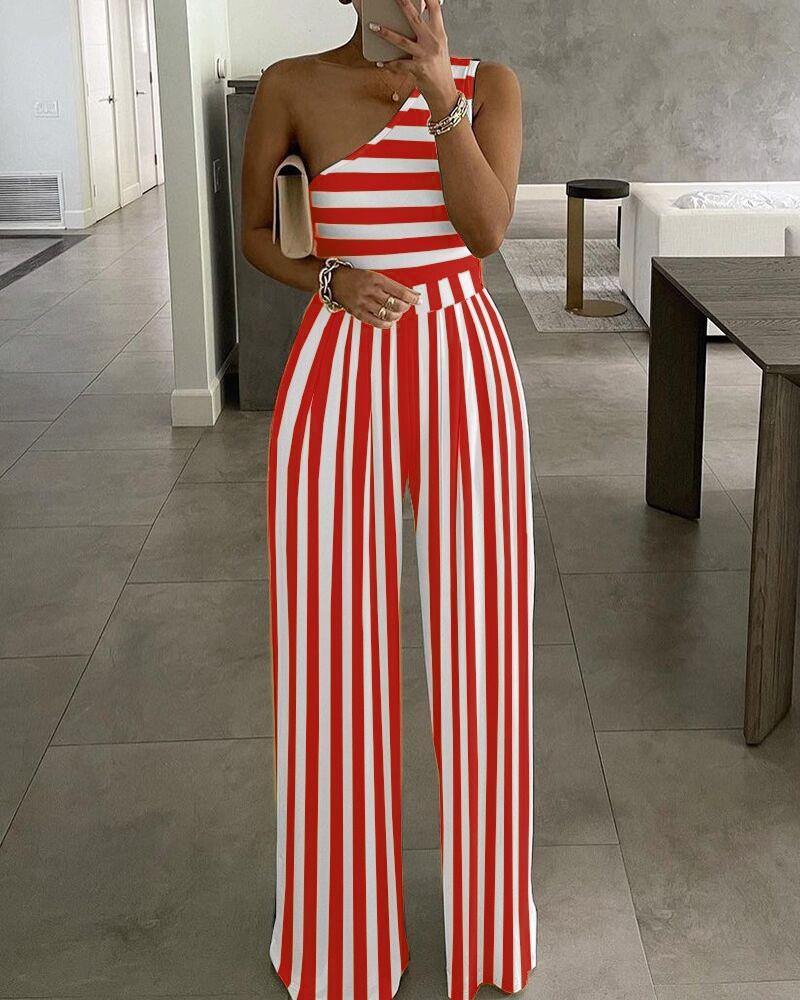 Simple One Shoulder Cozy Jumpsuits-STYLEGOING