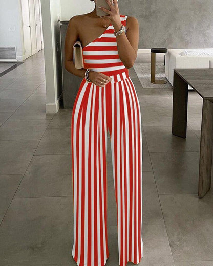 Simple One Shoulder Cozy Jumpsuits-STYLEGOING