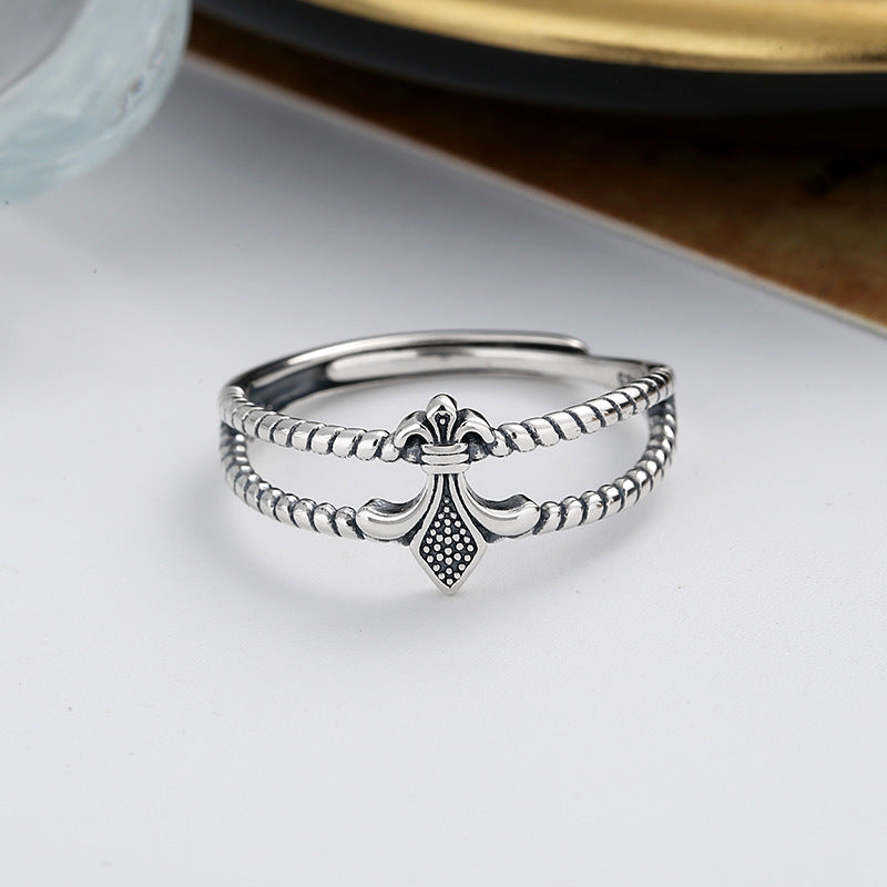 Vintage Hip Hop Cross Design Sterling Sliver Rings for Women