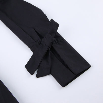 Sexy Waist Baring Long Sleeves Women Short Shirts Dresses