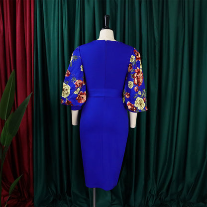 Classy Floral Print Plus Sizes Dresses for Women