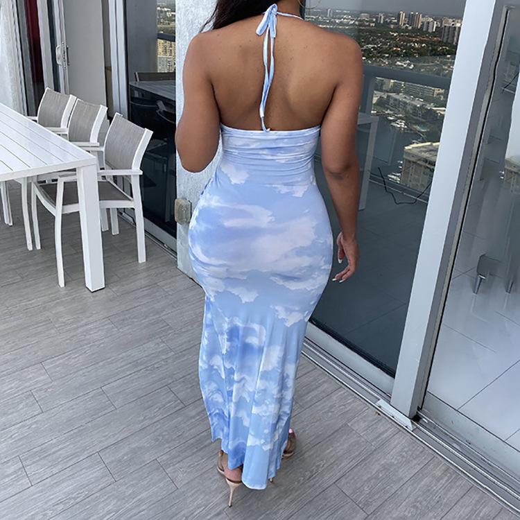 Sexy Summer Halter Sheath Split Front Dresses-STYLEGOING