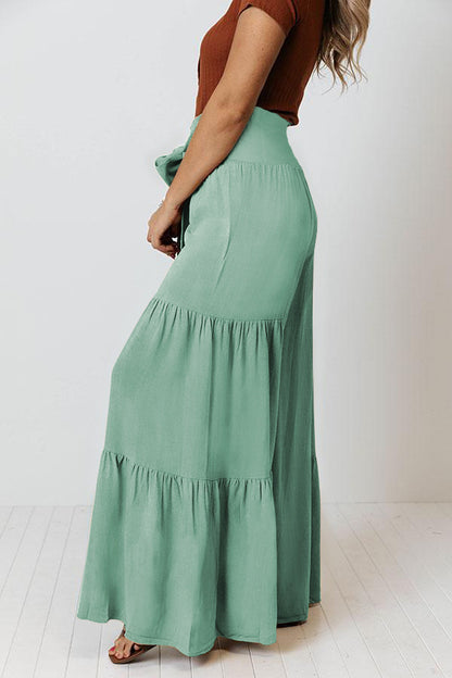 Casual Elastic Waist Wide Legs Pants